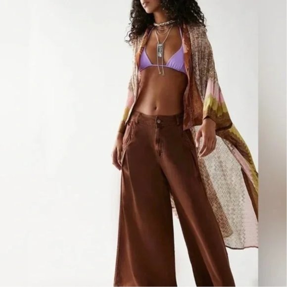 Free People Shimmer Kimono Color Sand - One Size OSFA NWT - Picture 2 of 7